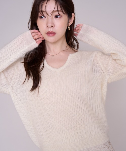 MISCH MASCH（ミッシュマッシュ）の「2026秋冬新作 ルーズシルエットニット（ニット/セーター・レディース・ピンク/ホワイト・ﾌﾘ-）」の13枚目の写真