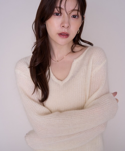 MISCH MASCH（ミッシュマッシュ）の「2026秋冬新作 ルーズシルエットニット（ニット/セーター・レディース・ピンク/ホワイト・ﾌﾘ-）」の11枚目の写真