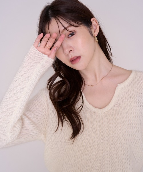 MISCH MASCH（ミッシュマッシュ）の「2026秋冬新作 ルーズシルエットニット（ニット/セーター・レディース・ピンク/ホワイト・ﾌﾘ-）」の8枚目の写真
