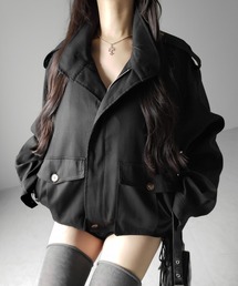 【 2color 】スタンドカラーオーバーショートトレンチコート / stand collar over short trench coat