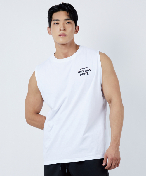 BATTRACT（バトラクト）の「ボクシングBレッドデプトスリーブレス[ホワイト]（Tシャツ/カットソー・メンズ・ホワイト・1/2）」の2枚目の写真
