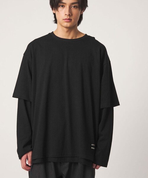 CITEN(シテン)の「<CITEN>レイヤードT(Tシャツ/カットソー・メンズ・ホワイト/ブラック・M/L)」の1枚目の写真