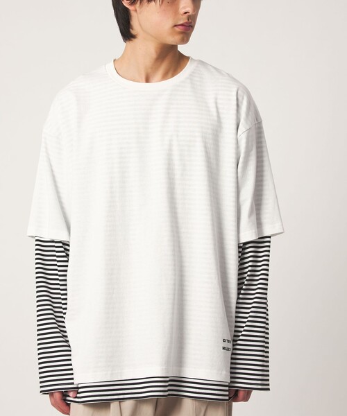 CITEN(シテン)の「<CITEN>レイヤードT(Tシャツ/カットソー・メンズ・ホワイト/ブラック・M/L)」の3枚目の写真