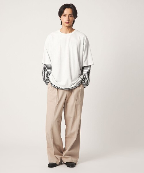 CITEN(シテン)の「<CITEN>レイヤードT(Tシャツ/カットソー・メンズ・ホワイト/ブラック・M/L)」の4枚目の写真