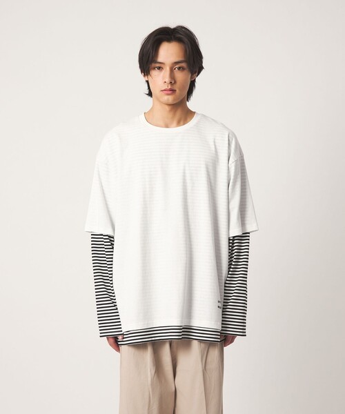 CITEN(シテン)の「<CITEN>レイヤードT(Tシャツ/カットソー・メンズ・ホワイト/ブラック・M/L)」の7枚目の写真