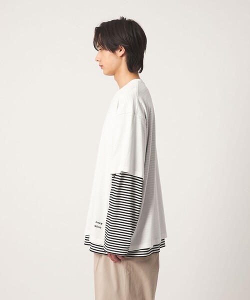 CITEN(シテン)の「<CITEN>レイヤードT(Tシャツ/カットソー・メンズ・ホワイト/ブラック・M/L)」の8枚目の写真