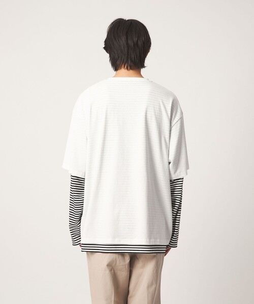 CITEN(シテン)の「<CITEN>レイヤードT(Tシャツ/カットソー・メンズ・ホワイト/ブラック・M/L)」の9枚目の写真