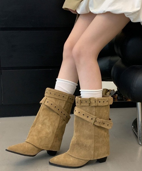 mebole(メボレ)の「double belt cover boots(ブーツ・レディース・キャメル/ブラウン/ブラック・MEDIUM/SMALL/LARGE)」の14枚目の写真
