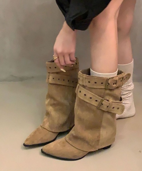 mebole(メボレ)の「double belt cover boots(ブーツ・レディース・キャメル/ブラウン/ブラック・MEDIUM/SMALL/LARGE)」の19枚目の写真