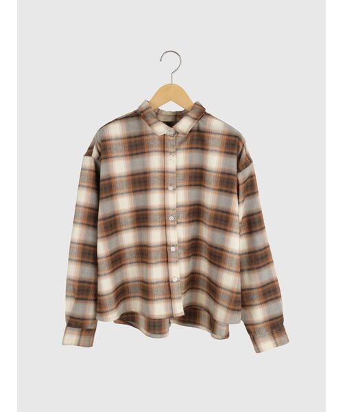 FIKA.(フィーカ)の「Ombre check cropped shirt(シャツ/ブラウス・レディース・ダークオレンジ・FREE)」の1枚目の写真