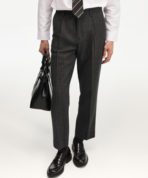 Tapered Fit Wool Herringbone Pants (Grey) TNPA6F103G2