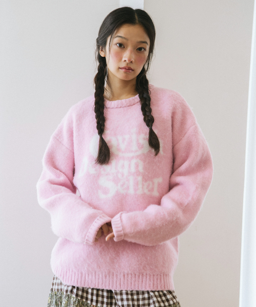 Cavish(カビシ)の「ブラッシュド セラー ロゴ ニット クルーネック ピンク(CV2DFUK600A)(ニット/セーター・レディース・ピンク・SMALL/MEDIUM/LARGE)」の2枚目の写真