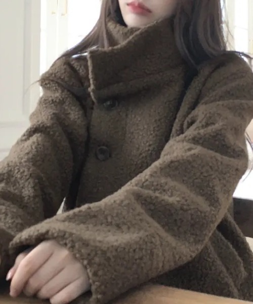 FAVORITO（ファヴォリート）の「スタンドカラーボアジャケット（その他アウター・レディース・ブラック/ブラウン・F）」の14枚目の写真