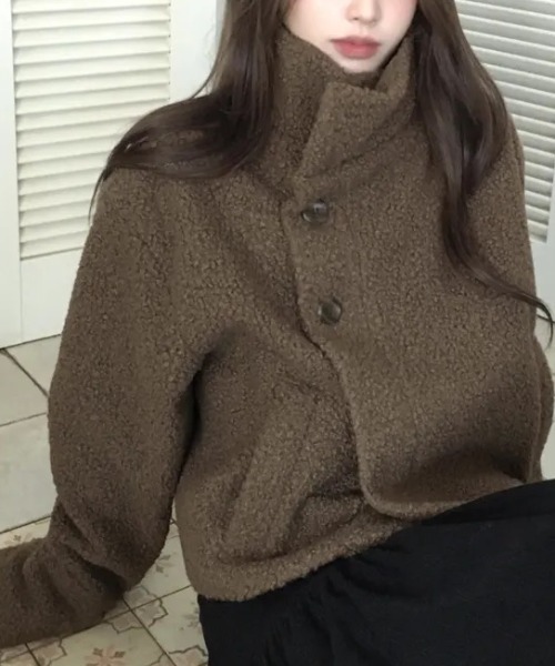 FAVORITO（ファヴォリート）の「スタンドカラーボアジャケット（その他アウター・レディース・ブラック/ブラウン・F）」の18枚目の写真