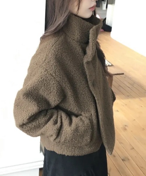 FAVORITO（ファヴォリート）の「スタンドカラーボアジャケット（その他アウター・レディース・ブラック/ブラウン・F）」の19枚目の写真
