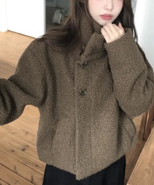 FAVORITO（ファヴォリート）の「スタンドカラーボアジャケット（その他アウター・レディース・ブラック/ブラウン・F）」の16枚目の写真