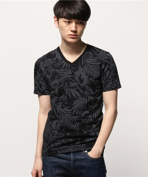 VENCEEXCHANGE（ヴァンスエクスチェンジ）の「総花柄半袖Tシャツ           （Tシャツ/カットソー・メンズ・オフホワイト/ブラック・SMALL/LARGE/MEDIUM）」の2枚目の写真