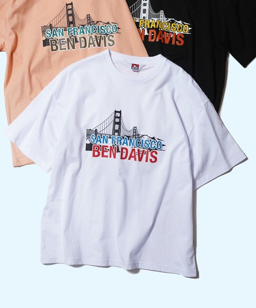 BEN DAVIS(ベンデイビス)の「【WEB限定】BEN DAVIS BRIDGE GRAPHIC TEE/ベンデイビス ブリッジデザインTシャツ リサイクルコットン混 ユニセックス(Tシャツ/カットソー・メンズ・サックスブルー/ホワイト/ピンク/ヘザーグレー/コーラル/ブラック・SMALL/LARGE/MEDIUM/X-LARGE)」の1枚目の写真