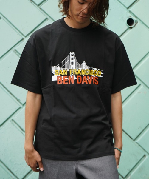 BEN DAVIS(ベンデイビス)の「【WEB限定】BEN DAVIS BRIDGE GRAPHIC TEE/ベンデイビス ブリッジデザインTシャツ リサイクルコットン混 ユニセックス(Tシャツ/カットソー・メンズ・サックスブルー/ホワイト/ピンク/ヘザーグレー/コーラル/ブラック・SMALL/LARGE/MEDIUM/X-LARGE)」の2枚目の写真