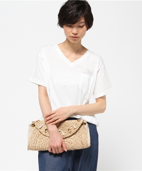 VENCEEXCHANGE（ヴァンスエクスチェンジ）の「ベーシックVネックTシャツ（Tシャツ/カットソー・レディース・ブラック/オフホワイト/ダークグリーン/ライトブラウン/オレンジ/ネイビー/コーラル・MEDIUM）」の18枚目の写真