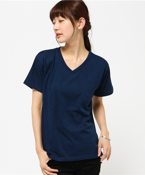 VENCEEXCHANGE（ヴァンスエクスチェンジ）の「ベーシックVネックTシャツ（Tシャツ/カットソー・レディース・ブラック/オフホワイト/ダークグリーン/ライトブラウン/オレンジ/ネイビー/コーラル・MEDIUM）」の21枚目の写真