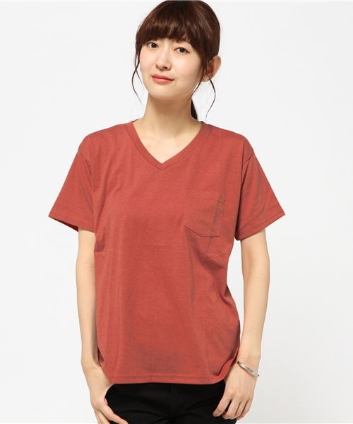 VENCEEXCHANGE（ヴァンスエクスチェンジ）の「ベーシックVネックTシャツ（Tシャツ/カットソー・レディース・ブラック/オフホワイト/ダークグリーン/ライトブラウン/オレンジ/ネイビー/コーラル・MEDIUM）」の22枚目の写真