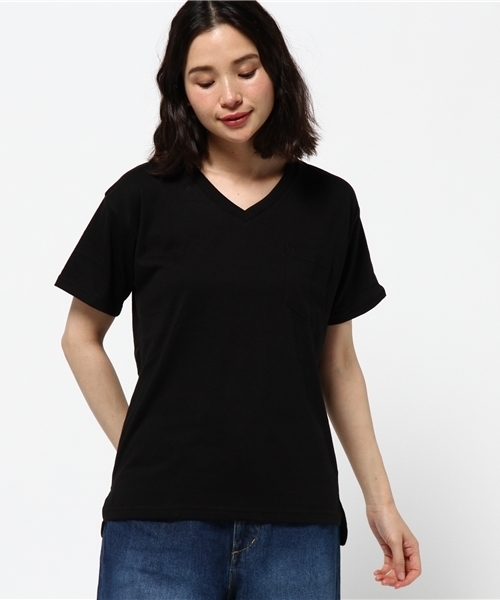 VENCEEXCHANGE（ヴァンスエクスチェンジ）の「ベーシックVネックTシャツ（Tシャツ/カットソー・レディース・ブラック/オフホワイト/ダークグリーン/ライトブラウン/オレンジ/ネイビー/コーラル・MEDIUM）」の16枚目の写真