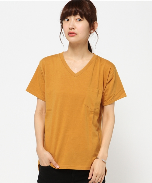 VENCEEXCHANGE（ヴァンスエクスチェンジ）の「ベーシックVネックTシャツ（Tシャツ/カットソー・レディース・ブラック/オフホワイト/ダークグリーン/ライトブラウン/オレンジ/ネイビー/コーラル・MEDIUM）」の17枚目の写真