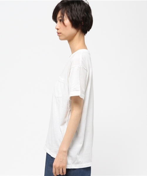 VENCEEXCHANGE（ヴァンスエクスチェンジ）の「ベーシックVネックTシャツ（Tシャツ/カットソー・レディース・ブラック/オフホワイト/ダークグリーン/ライトブラウン/オレンジ/ネイビー/コーラル・MEDIUM）」の10枚目の写真