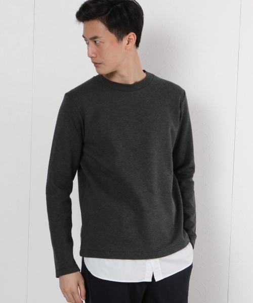 GLOBAL WORK（グローバルワーク）の「シャツレイヤード長袖T/725454（Tシャツ/カットソー・メンズ・ダークブラウン/ダークグレー/グレー/ネイビー・LARGE/SMALL/MEDIUM/X-LARGE）」の2枚目の写真