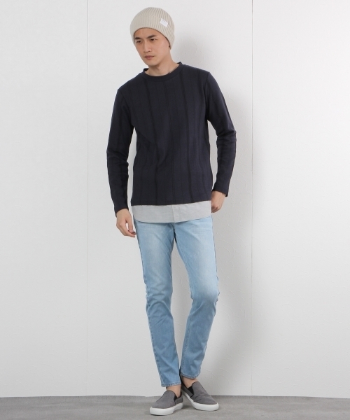 GLOBAL WORK（グローバルワーク）の「シャツレイヤード長袖T/725454（Tシャツ/カットソー・メンズ・ダークブラウン/ダークグレー/グレー/ネイビー・LARGE/SMALL/MEDIUM/X-LARGE）」の9枚目の写真