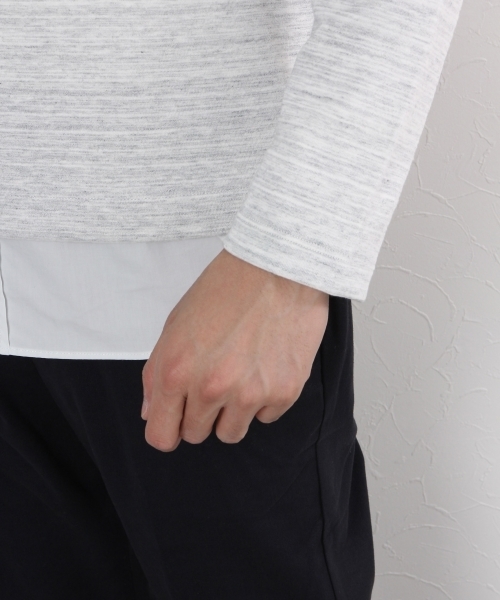 GLOBAL WORK（グローバルワーク）の「シャツレイヤード長袖T/725454（Tシャツ/カットソー・メンズ・ダークブラウン/ダークグレー/グレー/ネイビー・LARGE/SMALL/MEDIUM/X-LARGE）」の14枚目の写真