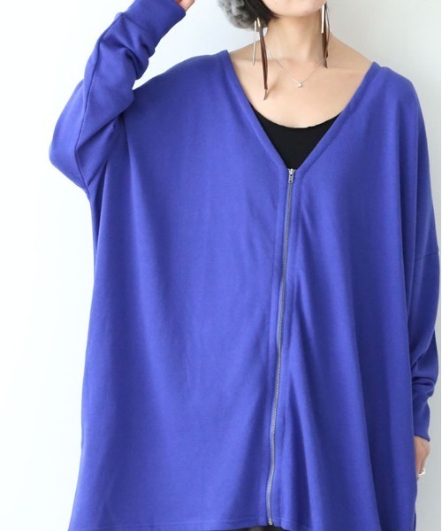 osharewalker（オシャレウォーカー）の「『スウェットジップカーディガン』（カーディガン/ボレロ・レディース・杢グレー/ネイビー/ブラック/カーキ/ブルー/チャコールグレー/モカ・FREE）」の7枚目の写真