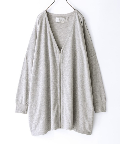 osharewalker（オシャレウォーカー）の「『スウェットジップカーディガン』（カーディガン/ボレロ・レディース・杢グレー/ネイビー/ブラック/カーキ/ブルー/チャコールグレー/モカ・FREE）」の4枚目の写真