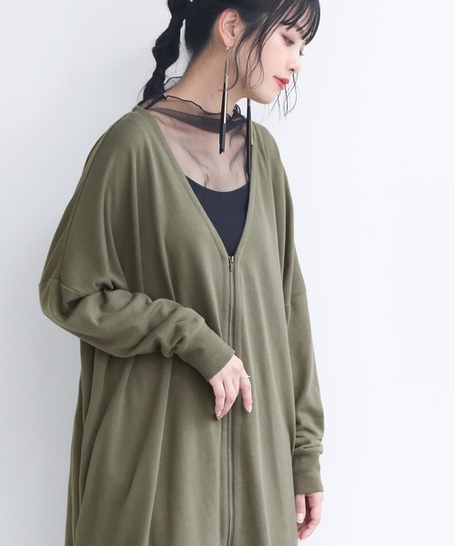 osharewalker（オシャレウォーカー）の「『スウェットジップカーディガン』（カーディガン/ボレロ・レディース・杢グレー/ネイビー/ブラック/カーキ/ブルー/チャコールグレー/モカ・FREE）」の8枚目の写真