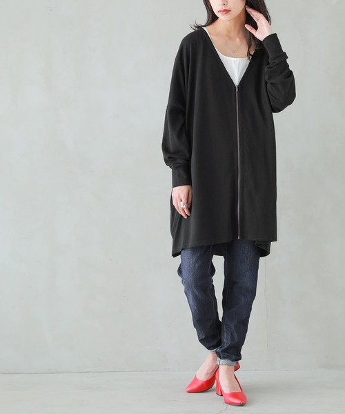 osharewalker（オシャレウォーカー）の「『スウェットジップカーディガン』（カーディガン/ボレロ・レディース・杢グレー/ネイビー/ブラック/カーキ/ブルー/チャコールグレー/モカ・FREE）」の10枚目の写真