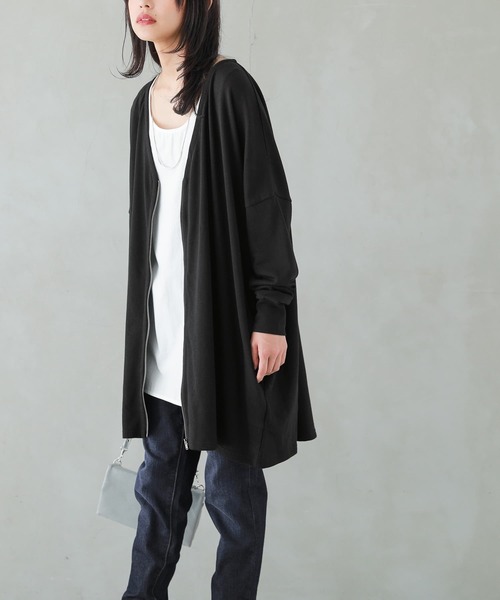 osharewalker（オシャレウォーカー）の「『スウェットジップカーディガン』（カーディガン/ボレロ・レディース・杢グレー/ネイビー/ブラック/カーキ/ブルー/チャコールグレー/モカ・FREE）」の14枚目の写真