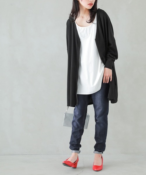 osharewalker（オシャレウォーカー）の「『スウェットジップカーディガン』（カーディガン/ボレロ・レディース・杢グレー/ネイビー/ブラック/カーキ/ブルー/チャコールグレー/モカ・FREE）」の15枚目の写真