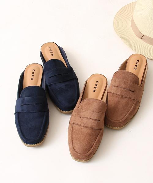 coen(コーエン)の「ローファーミュール(サンダル・レディース・ブラウン/ネイビー・LARGE/MEDIUM/SMALL)」の2枚目の写真