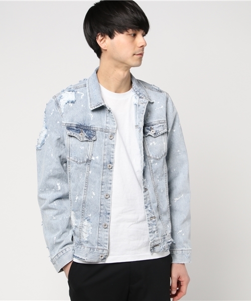 VENCEEXCHANGE(ヴァンスエクスチェンジ)の「クラッシュペイントGジャン (デニムジャケット・メンズ・ブルー/ライトブルー・LARGE/MEDIUM)」の2枚目の写真