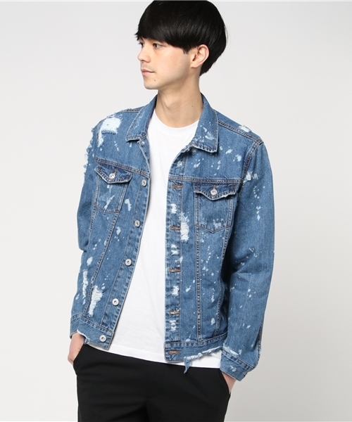 VENCEEXCHANGE(ヴァンスエクスチェンジ)の「クラッシュペイントGジャン (デニムジャケット・メンズ・ブルー/ライトブルー・LARGE/MEDIUM)」の5枚目の写真