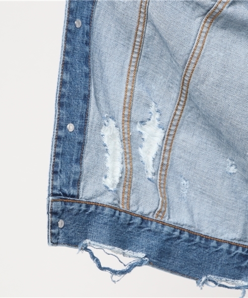 VENCEEXCHANGE(ヴァンスエクスチェンジ)の「クラッシュペイントGジャン (デニムジャケット・メンズ・ブルー/ライトブルー・LARGE/MEDIUM)」の10枚目の写真