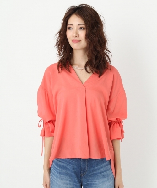 Andemiu(アンデミュウ)の「ドロストソデヌケエリブラウス762250(シャツ/ブラウス・レディース・オレンジ/オフホワイト/ブルー・FREE)」の12枚目の写真