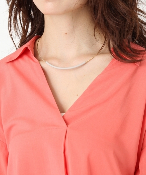 Andemiu(アンデミュウ)の「ドロストソデヌケエリブラウス762250(シャツ/ブラウス・レディース・オレンジ/オフホワイト/ブルー・FREE)」の4枚目の写真