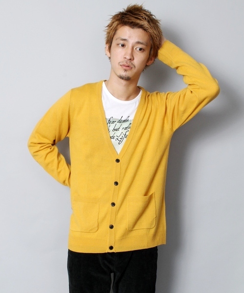 WEGO（ウィゴー）の「カシミアタッチVネックカーディガン（カーディガン/ボレロ・メンズ・ホワイト/ブラック/ベージュ/ケリー/ネイビー/レッド/ワイン/ターコイズブルー/ライトベージュ/マスタード/ロイヤルブルー・MEDIUM/LARGE）」の9枚目の写真