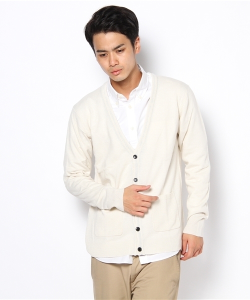 WEGO（ウィゴー）の「カシミアタッチVネックカーディガン（カーディガン/ボレロ・メンズ・ホワイト/ブラック/ベージュ/ケリー/ネイビー/レッド/ワイン/ターコイズブルー/ライトベージュ/マスタード/ロイヤルブルー・MEDIUM/LARGE）」の17枚目の写真