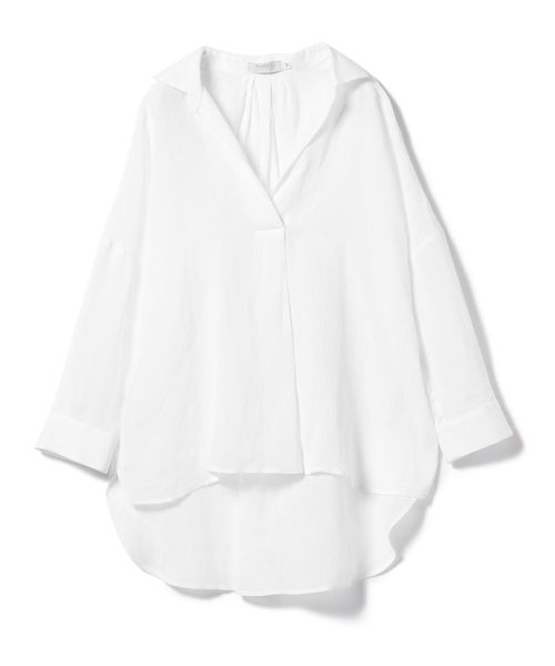 EFFE BEAMS（エッフェビームス）の「BARBA / リネン スキッパーシャツ（シャツ/ブラウス・レディース・グレイッシュブルー/ホワイト/グレー・38/40h/40）」の9枚目の写真