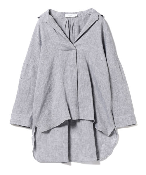 EFFE BEAMS（エッフェビームス）の「BARBA / リネン スキッパーシャツ（シャツ/ブラウス・レディース・グレイッシュブルー/ホワイト/グレー・38/40h/40）」の8枚目の写真