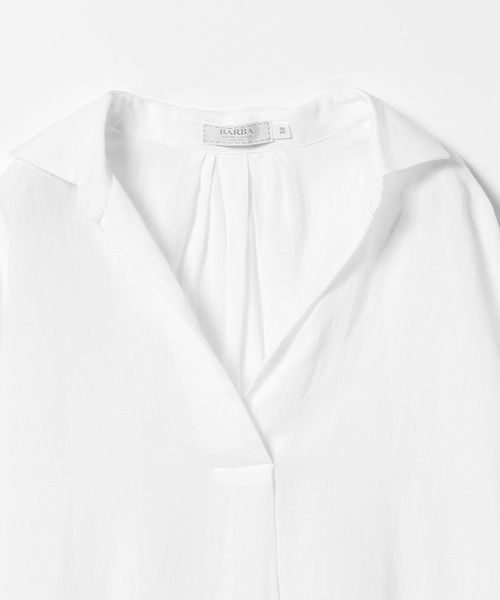 EFFE BEAMS（エッフェビームス）の「BARBA / リネン スキッパーシャツ（シャツ/ブラウス・レディース・グレイッシュブルー/ホワイト/グレー・38/40h/40）」の6枚目の写真