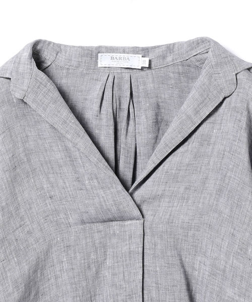 EFFE BEAMS（エッフェビームス）の「BARBA / リネン スキッパーシャツ（シャツ/ブラウス・レディース・グレイッシュブルー/ホワイト/グレー・38/40h/40）」の12枚目の写真